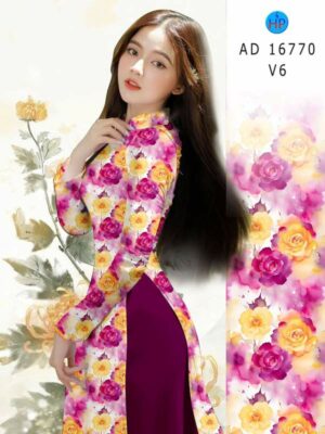 Vải Áo Dài Hoa Hồng Đều AD 16770