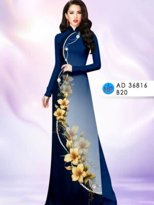 Vải Áo Dài Hoa In 3D AD 36816