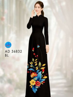 Vải Áo Dài Hoa In 3D AD 36832