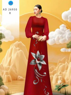 Vải Áo Dài Hoa In 3D AD 26950