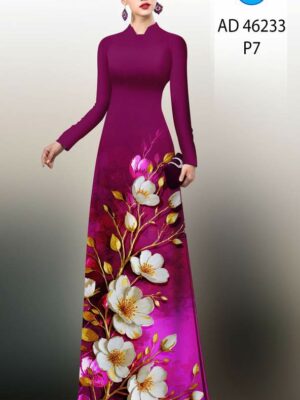 Vải Áo Dài Hoa In 3D AD 46233