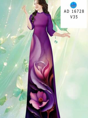 Vải Áo Dài Hoa In 3D AD 16728