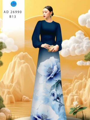 Vải Áo Dài Hoa In 3D AD 26990