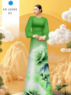 Vải Áo Dài Hoa In 3D AD 26990