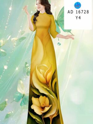 Vải Áo Dài Hoa In 3D AD 16728