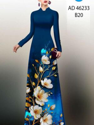 Vải Áo Dài Hoa In 3D AD 46233