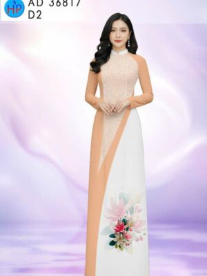 Vải Áo Dài Hoa In 3D AD 36817