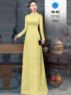 Vải Áo Dài Hoa In Chìm 4D AD LY193