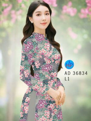 Vải Áo Dài Hoa In 3D AD 36834