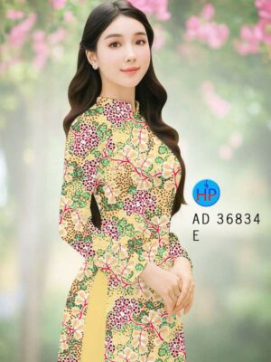 Vải Áo Dài Hoa In 3D AD 36834