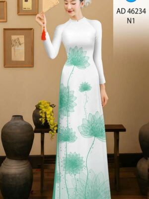 Vải Áo Dài Hoa Sen AD 46234