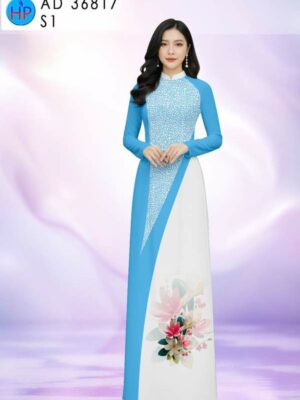 Vải Áo Dài Hoa In 3D AD 36817