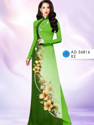 Vải Áo Dài Hoa In 3D AD 36816