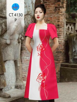 Vải Áo Dài Hoa Hồng AD CT4130