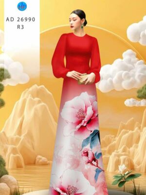 Vải Áo Dài Hoa In 3D AD 26990