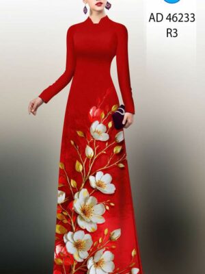 Vải Áo Dài Hoa In 3D AD 46233