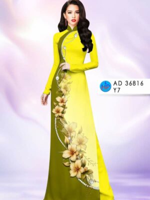 Vải Áo Dài Hoa In 3D AD 36816