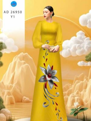 Vải Áo Dài Hoa In 3D AD 26950
