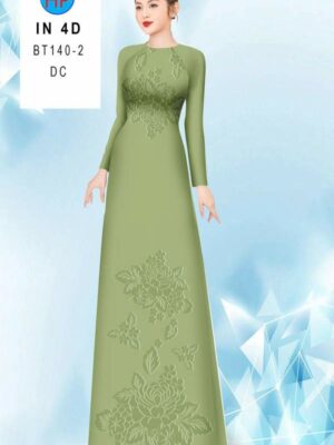 Vải Áo Dài Hoa In 4D AD BT140-2