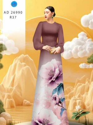Vải Áo Dài Hoa In 3D AD 26990