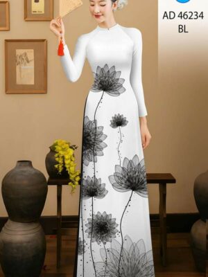 Vải Áo Dài Hoa Sen AD 46234