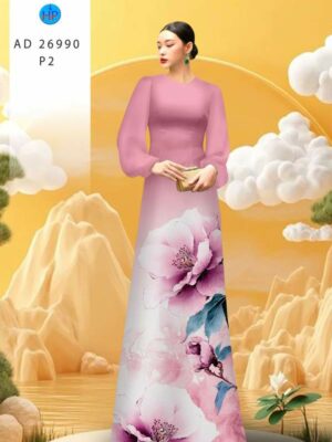 Vải Áo Dài Hoa In 3D AD 26990