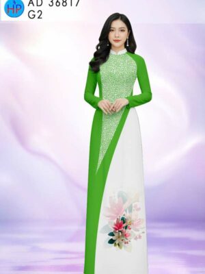 Vải Áo Dài Hoa In 3D AD 36817