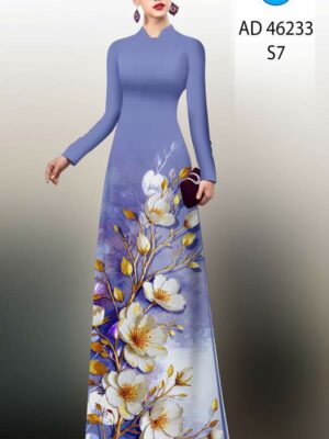 Vải Áo Dài Hoa In 3D AD 46233