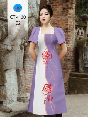 Vải Áo Dài Hoa Hồng AD CT4130