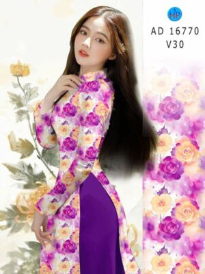Vải Áo Dài Hoa Hồng Đều AD 16770