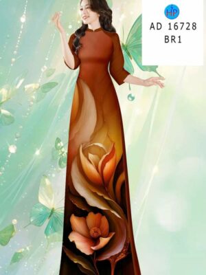 Vải Áo Dài Hoa In 3D AD 16728