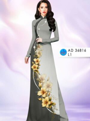 Vải Áo Dài Hoa In 3D AD 36816