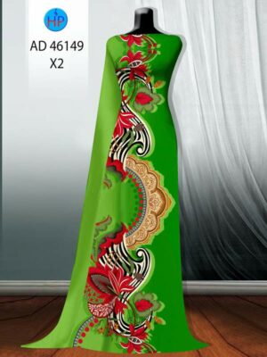 Vải Áo Dài Hoa In 3D AD 46194