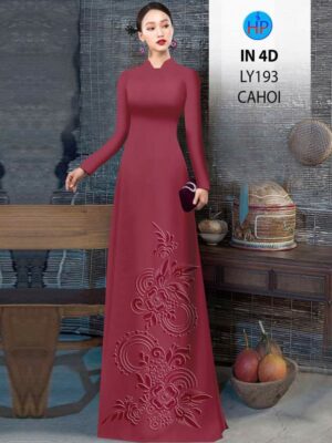 Vải Áo Dài Hoa In Chìm 4D AD LY193