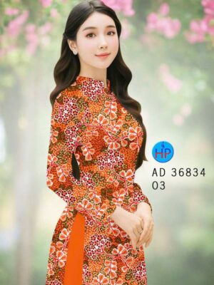 Vải Áo Dài Hoa In 3D AD 36834
