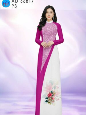 Vải Áo Dài Hoa In 3D AD 36817