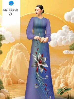 Vải Áo Dài Hoa In 3D AD 26950