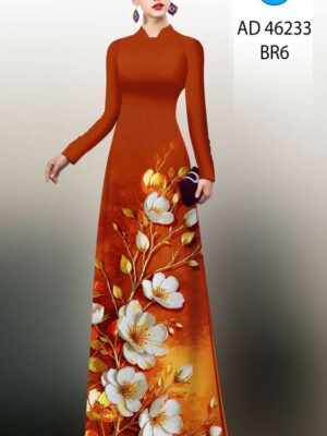 Vải Áo Dài Hoa In 3D AD 46233