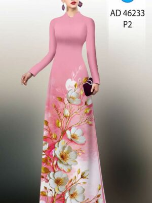 Vải Áo Dài Hoa In 3D AD 46233