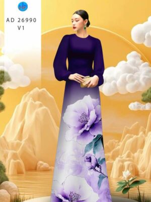 Vải Áo Dài Hoa In 3D AD 26990