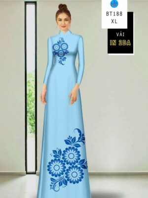 Vải Áo Dài Hoa In 4D AD BT188