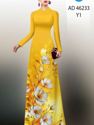 Vải Áo Dài Hoa In 3D AD 46233