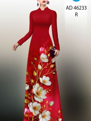 Vải Áo Dài Hoa In 3D AD 46233
