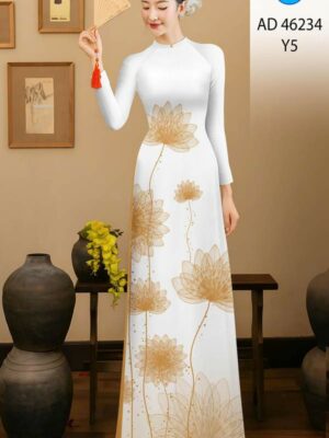 Vải Áo Dài Hoa Sen AD 46234