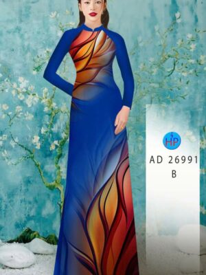 Vải Áo Dài Hoa In 3D AD 26991