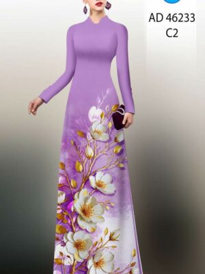 Vải Áo Dài Hoa In 3D AD 46233