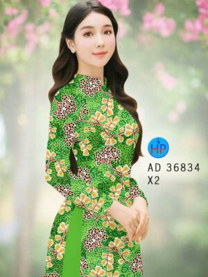 Vải Áo Dài Hoa In 3D AD 36834