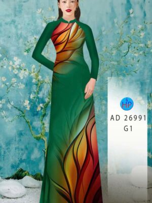 Vải Áo Dài Hoa In 3D AD 26991