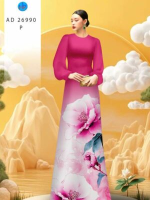 Vải Áo Dài Hoa In 3D AD 26990