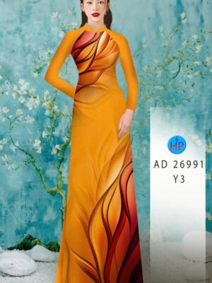 Vải Áo Dài Hoa In 3D AD 26991